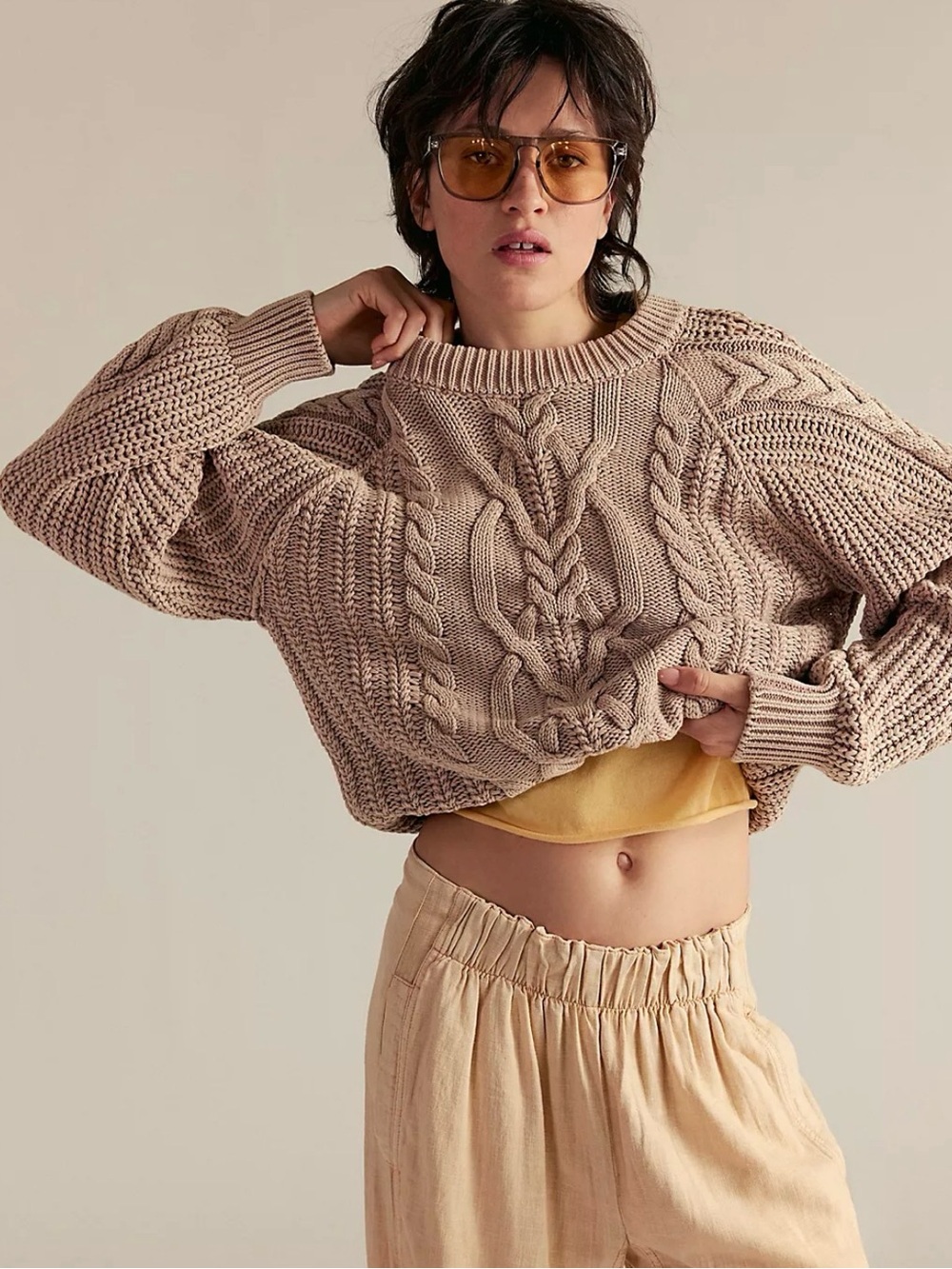 Free People Frankie Cable Knit Sweater